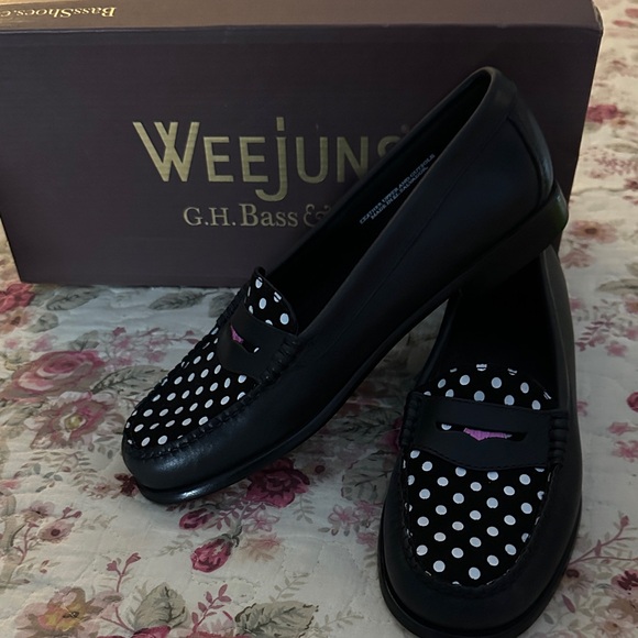 Shoes - Black and White Polka Dot Women's Loafers